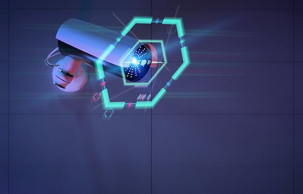 security-camera-targeting-detected-intrusion-3d-rendering